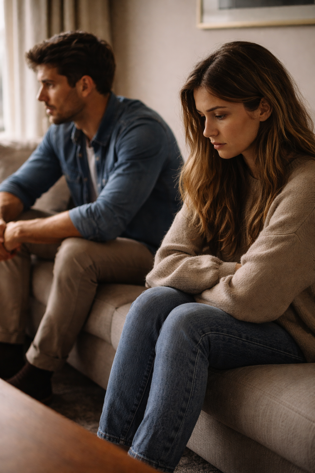 Woman feeling emotional distance in a relationship